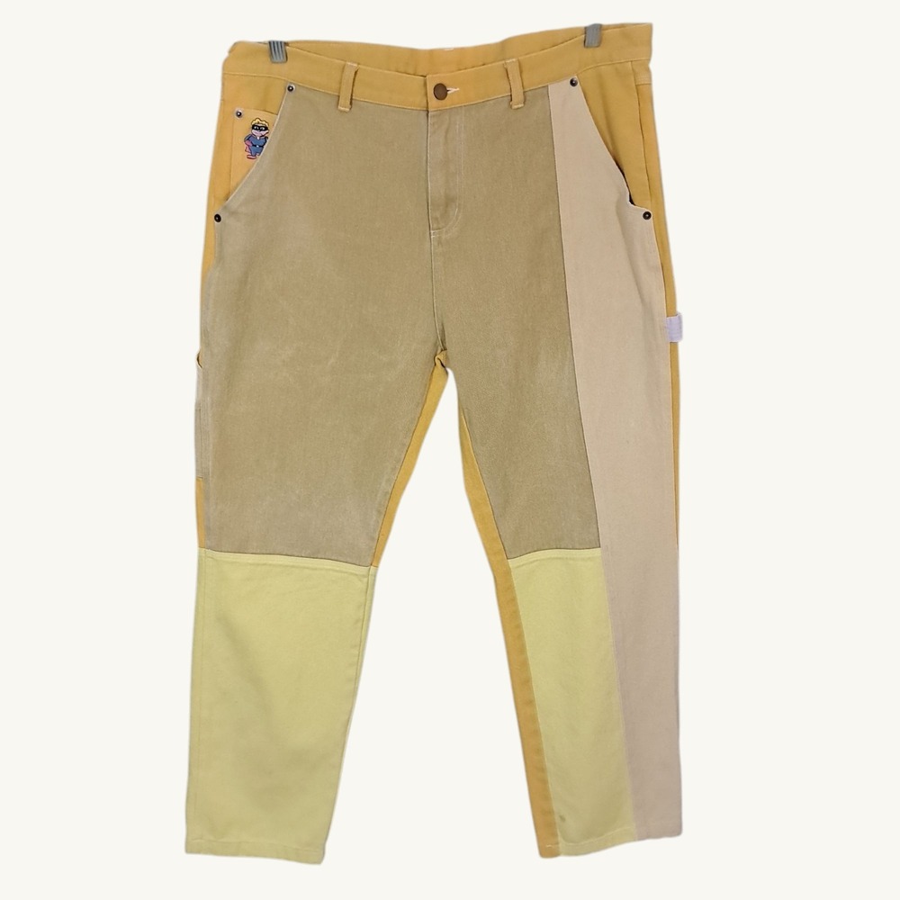 Kidsuper Studios Jeans Colorblock Carpenter Denim Belt Loop 36x30 Yellow